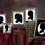 Display of five framed portrait cutout pictures