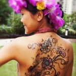 Fancy flowers painting on back.