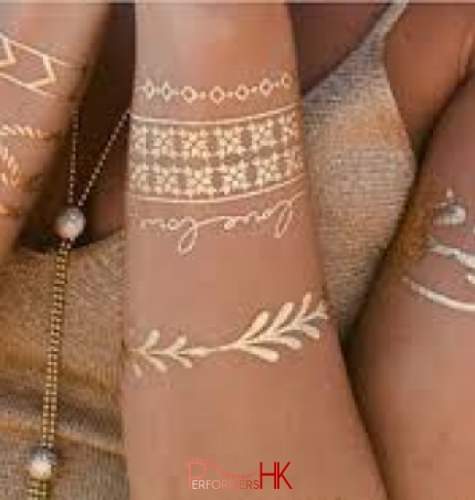 gold color henna tattoos