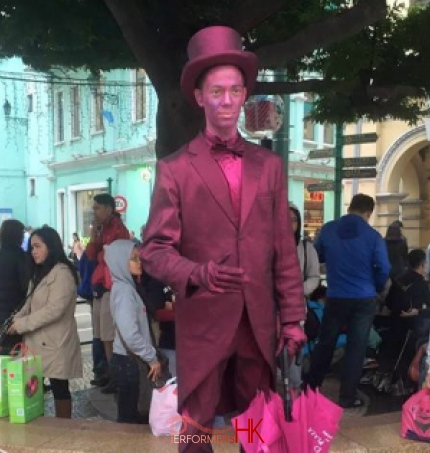 Purple Living statue standing in Town Square Macau