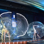 Bubble performance Grand Hyatt Hong Kong, 2 acrobats perform with gold glitter inside inflatable ball