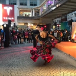Flamenco dance couple street performance with crowd wan chai