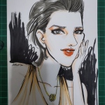 caricature artist rendition with the style of fashion drawing for bvlgari