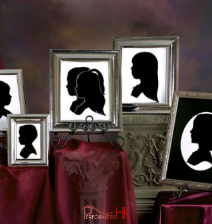Display of five framed portrait cutout pictures