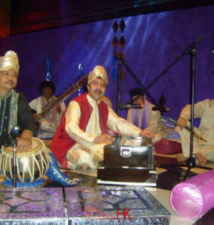 HK three musician playing Tabla, Harmonion and Bansuri at a themed party