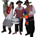 Moving band dressed in Pirate costumes in Hong Kong