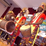 Performing with their selection of drums brought in from Africa in their hand made original wears from African