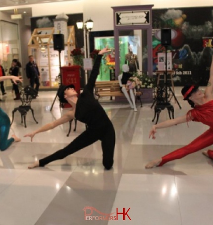 dancers spandex performing modern dance routine