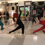 Modern dance performance with 3 dancers at K11 mall in Tsim Tsa Tsui.