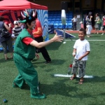 Showing off his juggling tricks for a Christmas party event at the Jockey Club in Hong Kong.