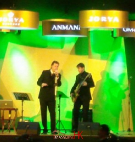 Four Line band musician in Hong Kong performing at a corporate fashion event