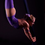 One of the many challenging moves by an aerial performer.