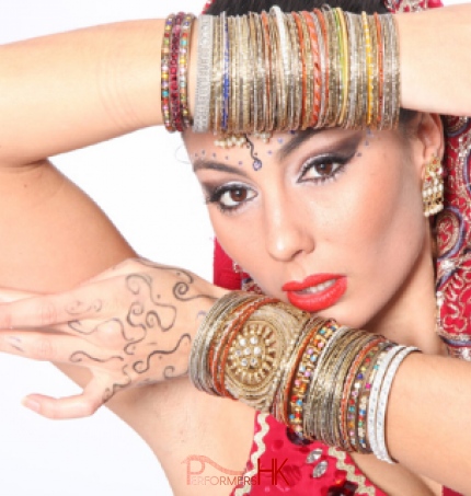 Bollywood dancer wearing beautiful and colourful bangles and bold makeup