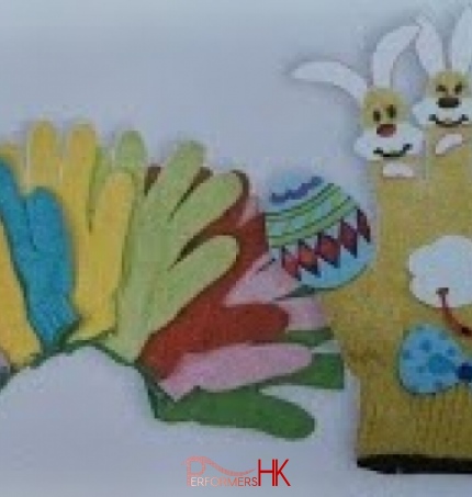 different coloured gloves and easter bunnies for Easter craft
