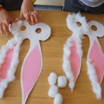 Cute bunny ears made with cotton wool.