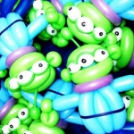 Alien balloons for a themed event.