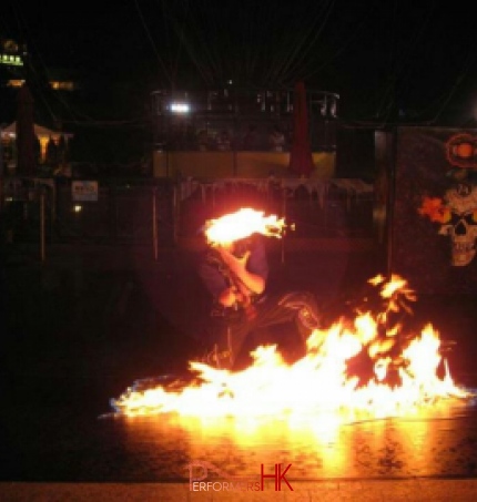 Fire juggler perform at Hong Kong Ocean park Halloween event