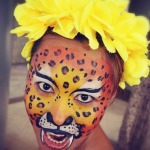 Leopard face painting.