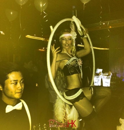 Conrad hotel Hong Kong female aerial champagne performance