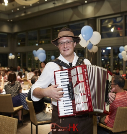 Musician performing Accordion at Hong Kong Happy Valley Jockey Clubhouse