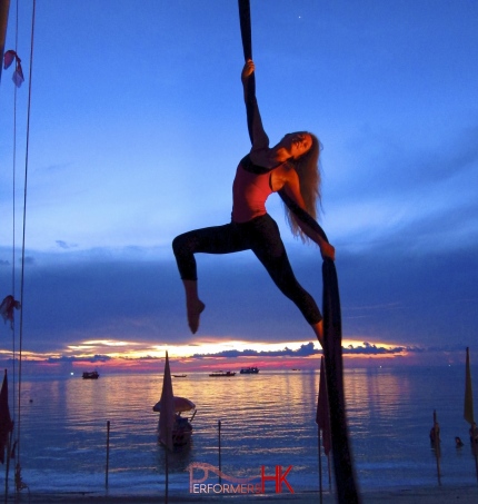 Female aerial skills performer in Hong Kong