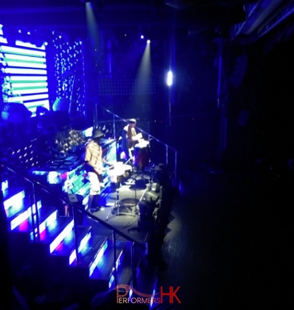 Two drummer playing on stage in Hong kong hotel