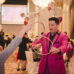 Josay performing three linking rings trick at a children birthday party at Hong Kong Aberdeen marina.