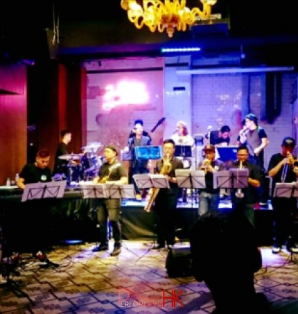 Eleven Hong Kong musicians performing at a corporate cocktails party