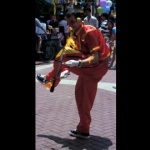 Fire devil stick performance by Funny Benn.