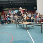 Professional Trial Bike performer doing a series breathtaking action
