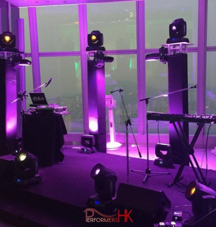 Instruments and mics on stage