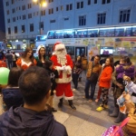 Santa with Santa girl and Elf outside the Sogo TST