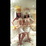 Hula and Tahiti Dancers in white costumes.