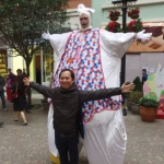 Even men like to take pictures with the Giant Easter Bunny!