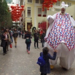 The Giant Easter Bunny attracts loads of attention from pedestrians. 