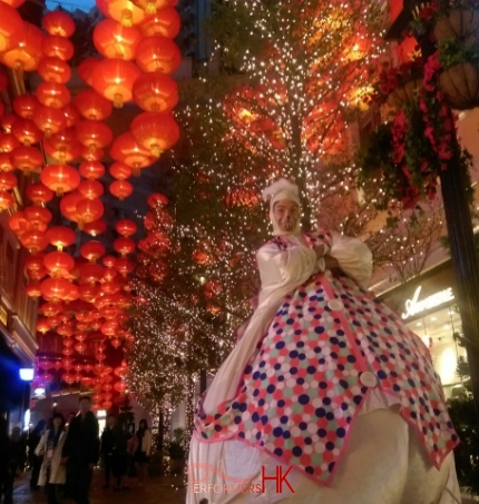 Giant Easter bunny with Chinese lanterns in the background