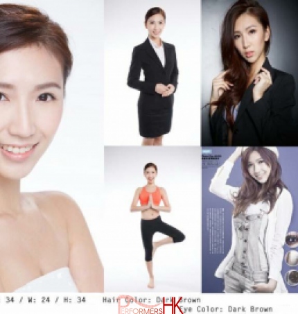 HK girl model taking photo for a corporate function. 