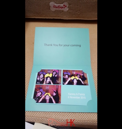 Photo booth picture in tiffany blue with image and thank you note