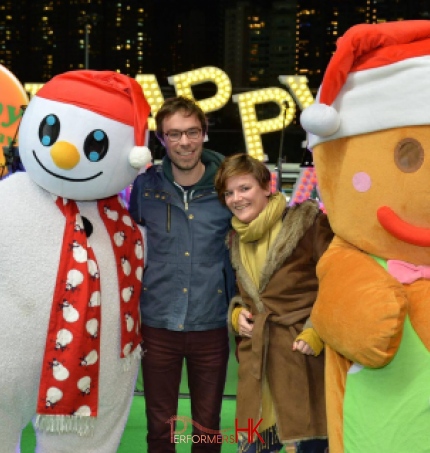 Mascots with guests at Hk jockey club 2015