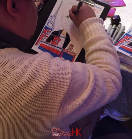 artist drawing at event in shangri la hong kong 2016, Dec
