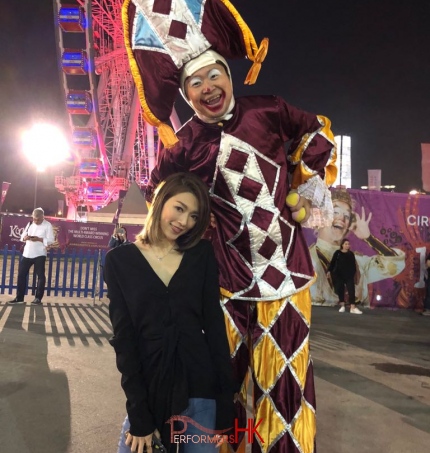 gala stilt walker from performers hk at the harbour front Central, hong kong