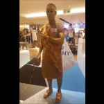 Golden Roman statue at SOGO for Swatch