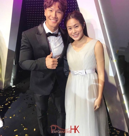 Xavier with Korean Star wearing white dress, MC