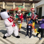 Snowman costume sax player with Grooves at Repulse Bay 109