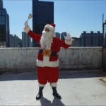 Santa Davy in hong kong roof top bring christmas cheers