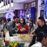 Flair bartender providing exotic drinks services at cosmetic company in Hong Kong