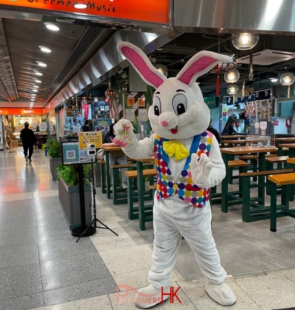 easter bunny character in mall roving