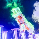 LED Lion jumping stilts with LED effect and smoke effect