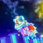 brightest led lion dance performance jumping led stilts with smoke effect 