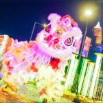 beautiful led lion dancers in wan chai harbour chill festival 2023 hong kong